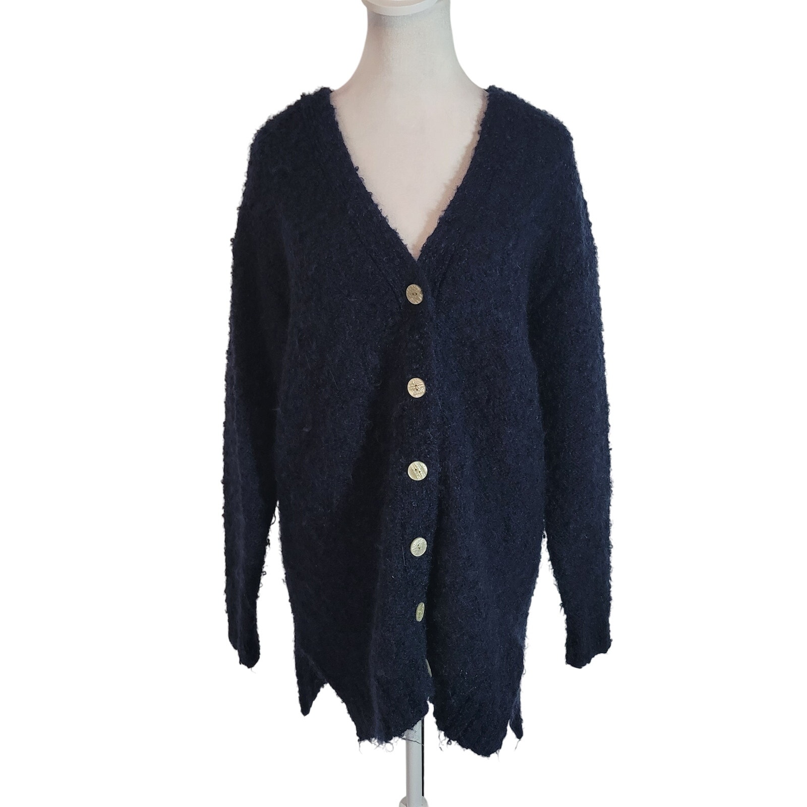 Croft & Barrow Size S Mohair Front Button Navy Cardigan Layer Comfortable Cozy